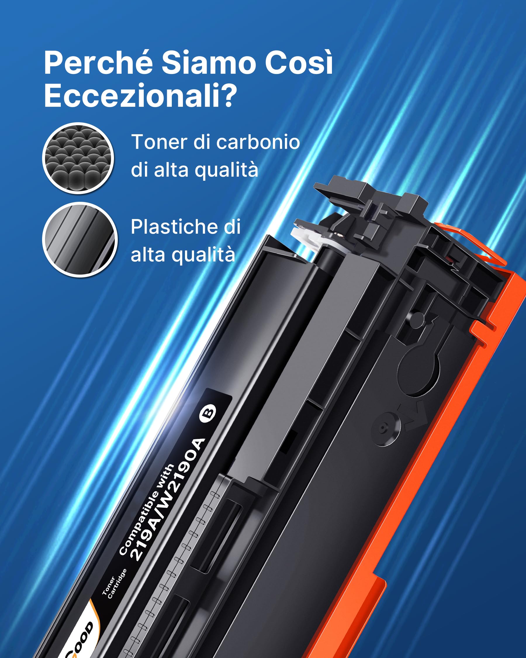 VIPGOOD 219A Toner Compatibile per HP 219X 219A Toner (Senza Chip, 4-Pack) | Compatibili per HP Color Laserjet Pro MFP 3302FDWG 3302SDWG 3302FDNG 3202DW 3302FDW 3302SDW (Nero Ciano Giallo Magenta)