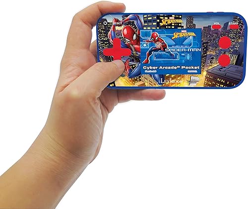 Miniatura 6 de LEXiBOOK Spider-Man Cyber Arcade Pocket Game Console, 150 juegos, pantalla LCD, funciona con pilas, rojoazul, JL1895SP