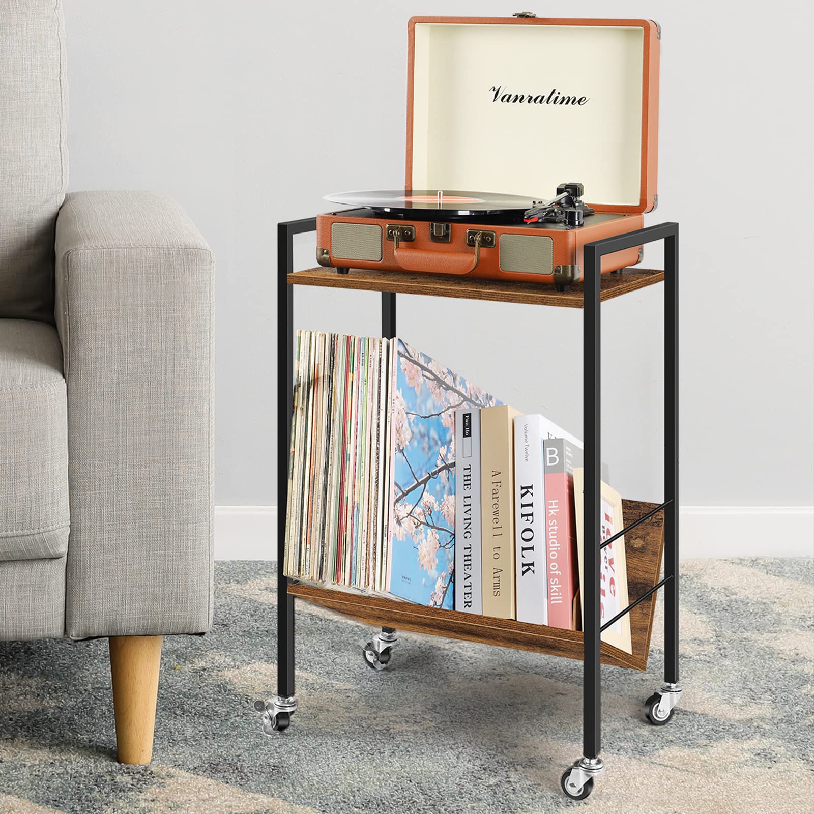 Buy Record Player Stand with Storage 2Tier Vinyl Record Holder