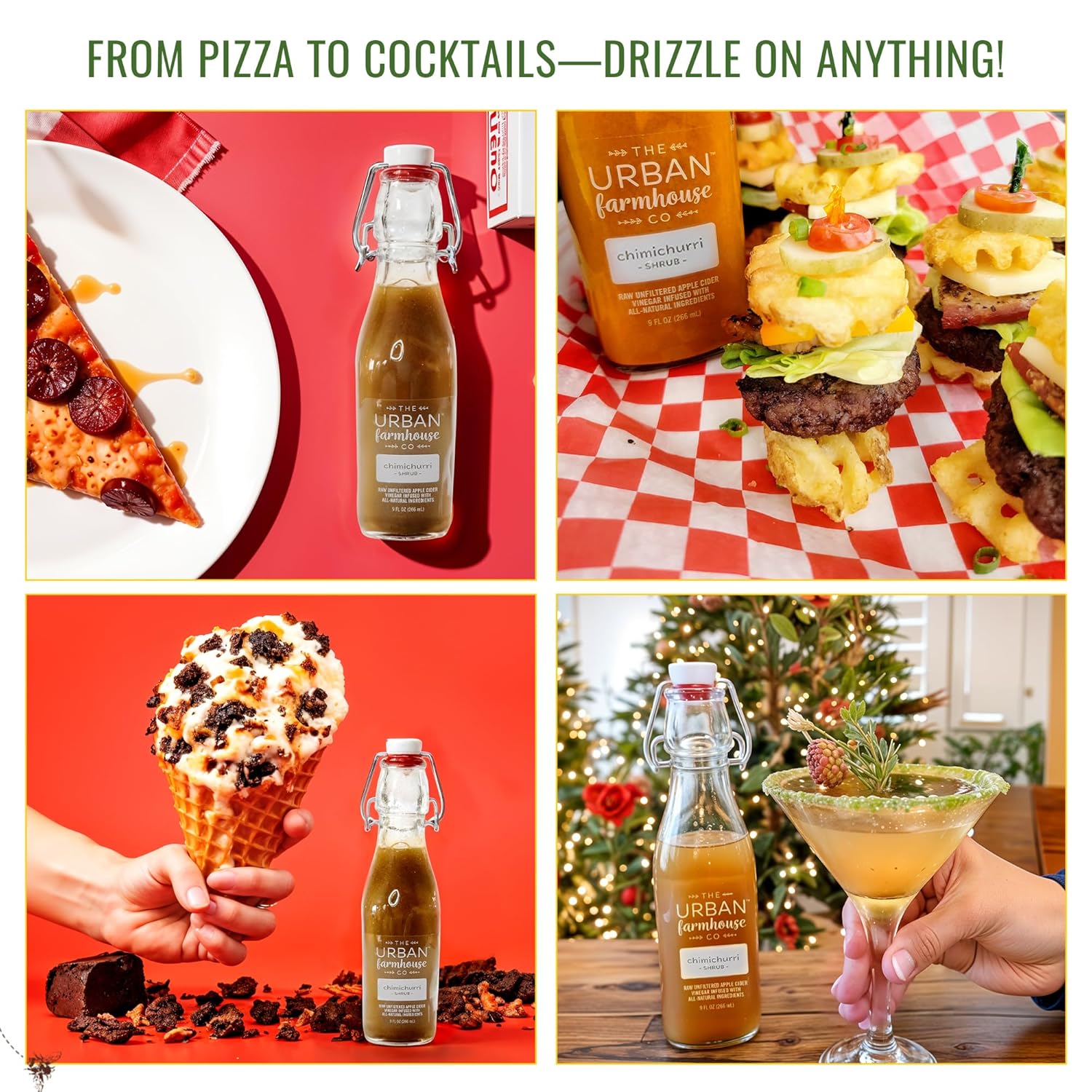 The Urban Farmhouse Co. Organic Vinegar Shrub – Chimichurri, 9 oz Bottle – Small Batch Drinking Vinegar with Apple Cider Vinegar, Herbs & Spices – Cocktail Mixer, Gut Health Tonic, No Sugar Added