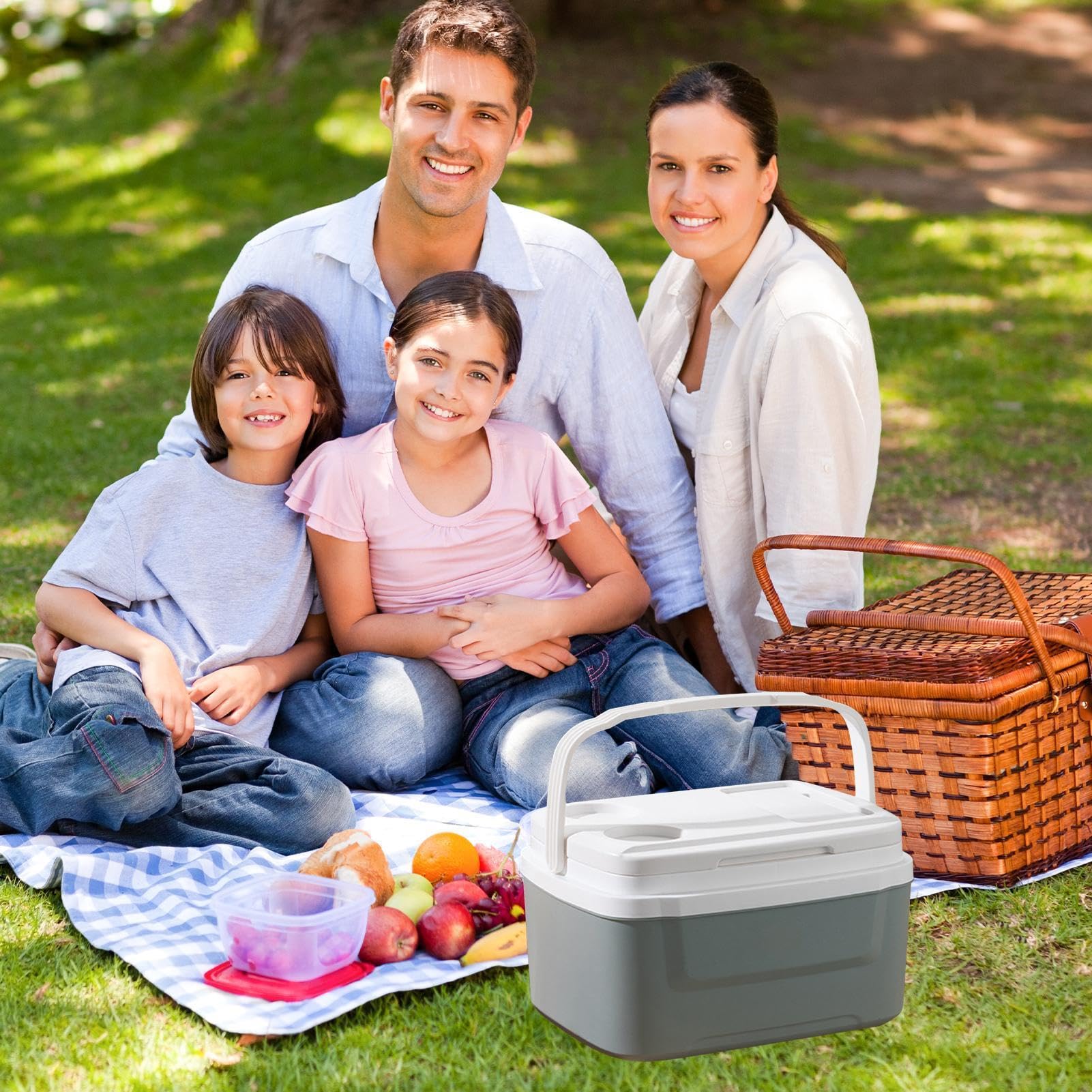 Scatola isolante da campeggio, 8 l, con funzione di raffreddamento, impermeabile, portatile, con manico e grande capacità, per picnic, pesca e