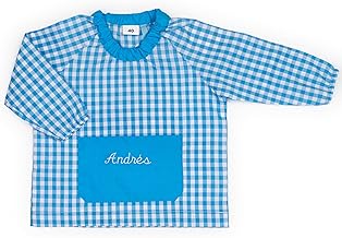 Wanapix | Grembiule Scuola Personalizzato con Nome | per Bambini | Scuola/Asilo/Pittura/Cucina | 1-4 Anni | 4 Colori