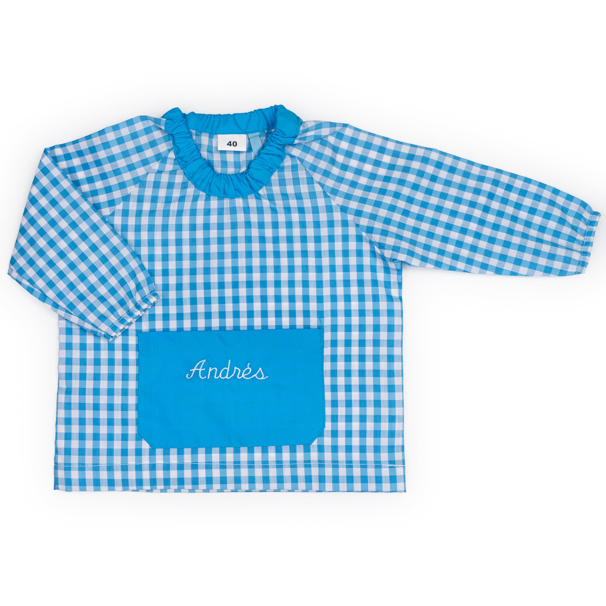 Wanapix | Blouse Écolier Personnalisée avec Nom | Tablier Blouse pour Enfants à Carreaux | De 1 an à 4 Ans