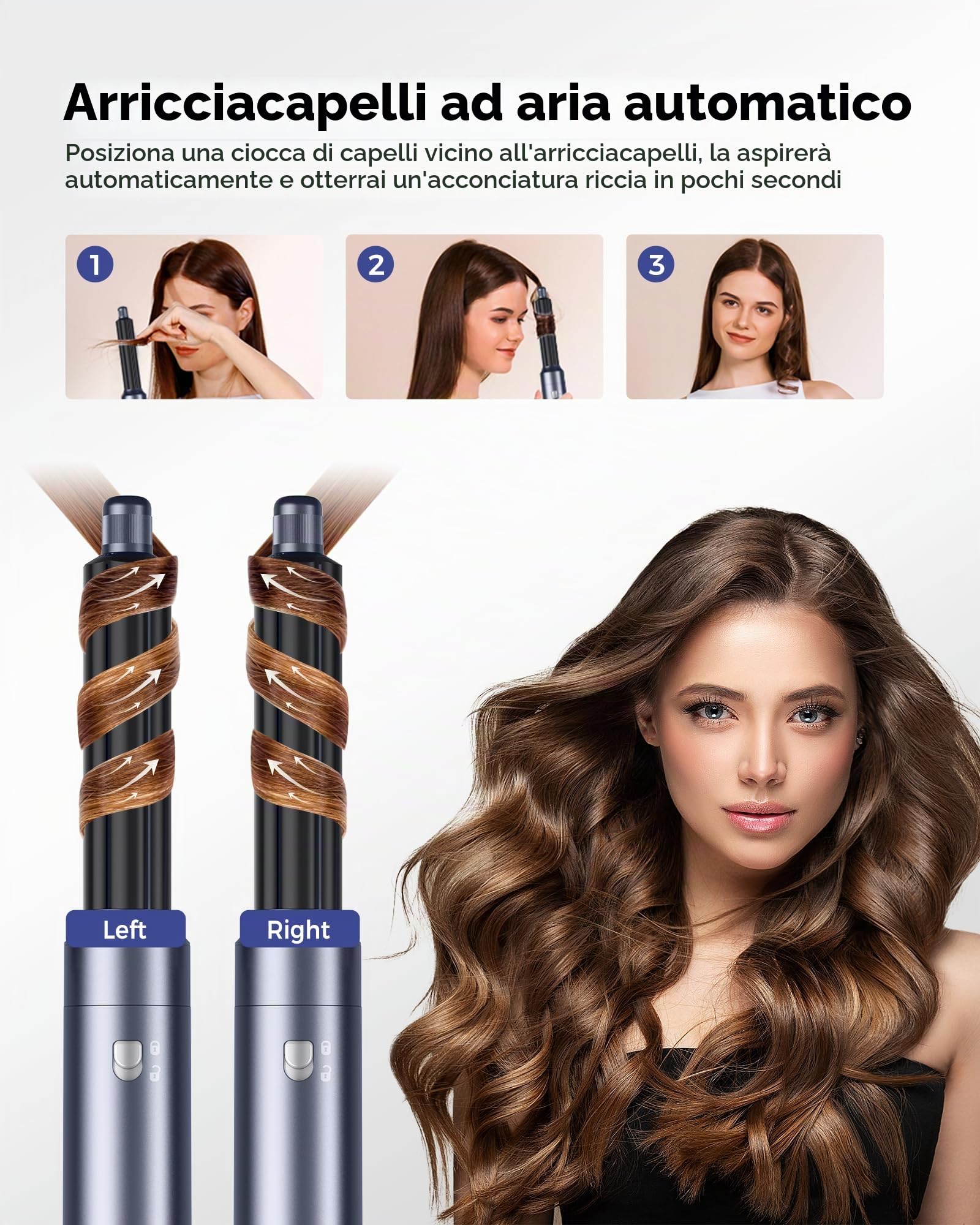 6 in 1 Air Styler & Spazzola Asciugacapelli Spazzola Asciugacapelli Multifunzione 6 IN 1 Asciugacapelli Air Styler Con Spazzola Lisciante Ferro Arricciacapelli ad aria Calda, Styling