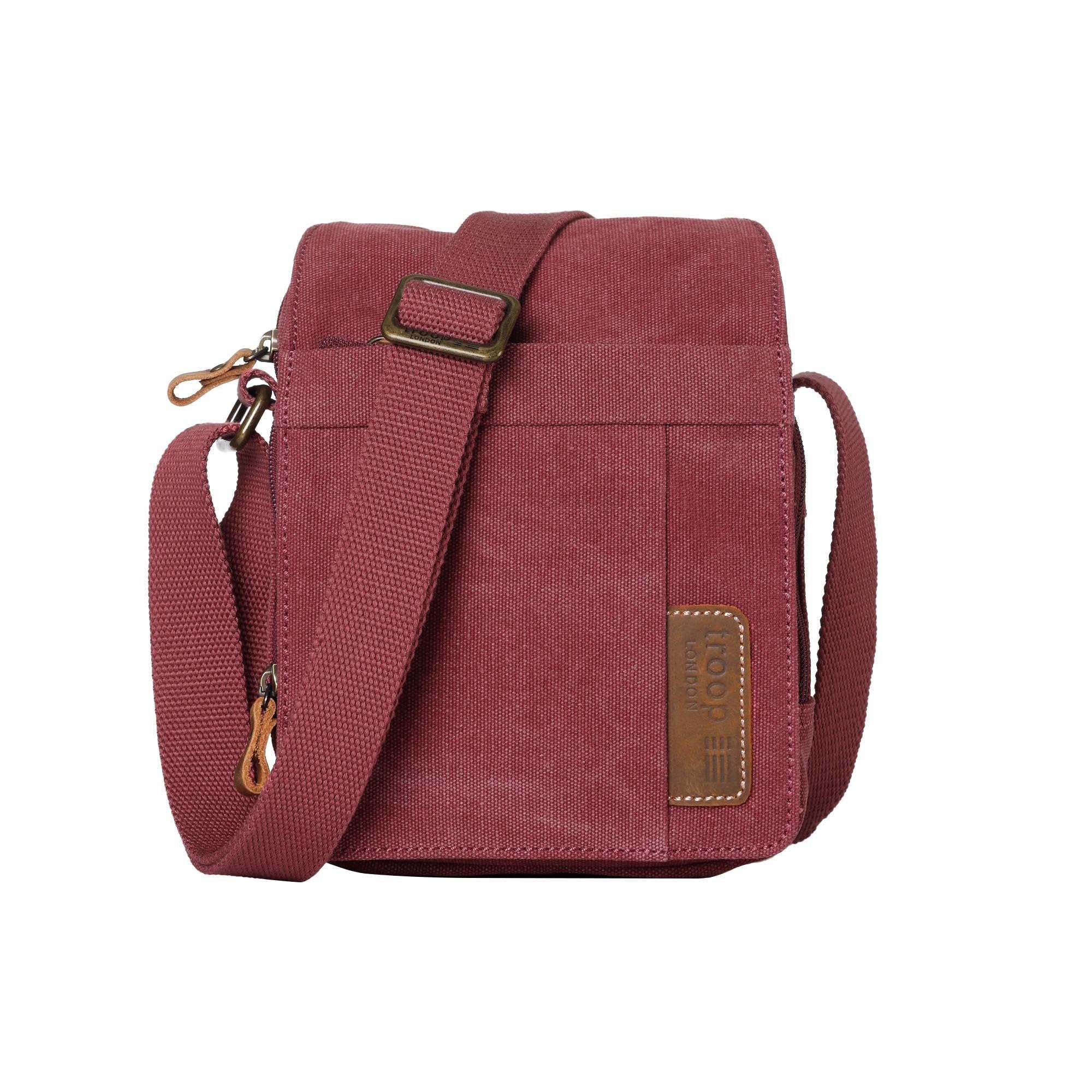 Troop London TRP0220 Classic Canvas Across Body Bag Burgundy