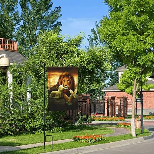 Miniatura 7 de Bandera de jardín de 28 x 40 pulgadas, diseño de león, cordero, pájaro, bandera de jardín de Navidad de doble cara, banderas decorativas para