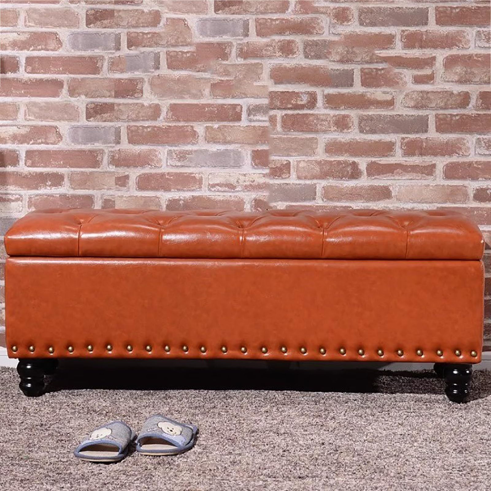 RecularBench Sto - Baúl de piel sintética con tapa reversible, reposapiés para dormitorio, 60 x 40 x 45 cm, Slish Home Sto Solut