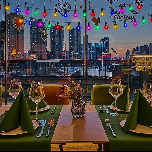 Miniatura 5 de Paquete de 25 bombillas LED G40 de colores, bombillas LED inastillables de 0.6 W, bombillas de repuesto de Navidad con base de candelabro E12, rojo,