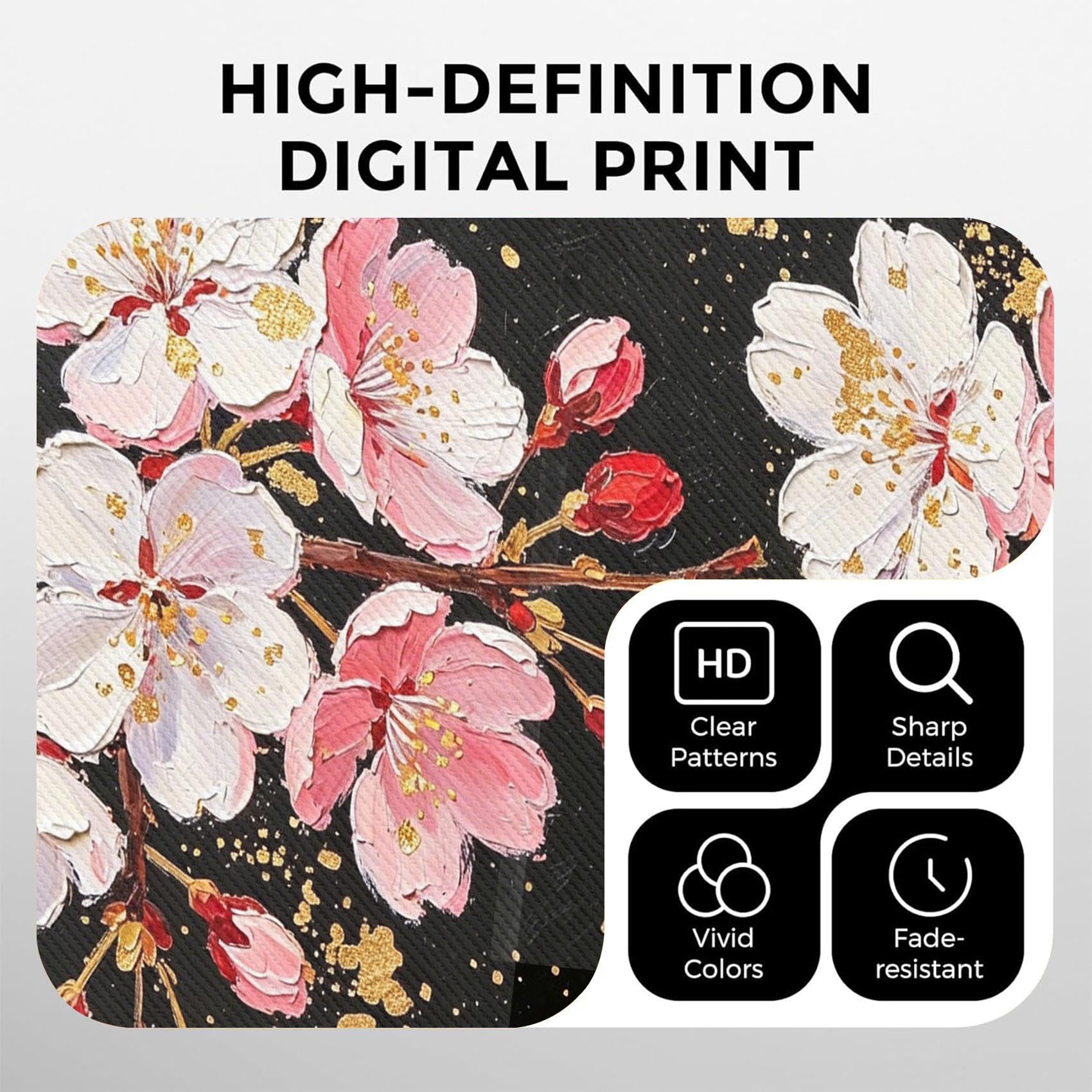 Kirschblüten Vorhänge Blickdicht mit Ösen H 200 x B 100 cm 2er Set