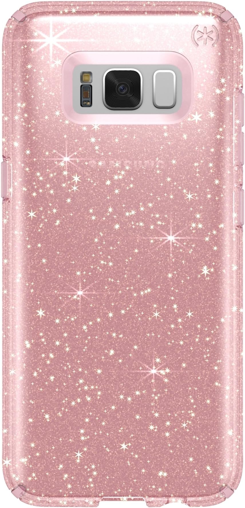 Speck Products Presidio Clear + Glitter Cell Phone Case for Samsung Galaxy S8 Plus - Rose Pink With Gold Glitter