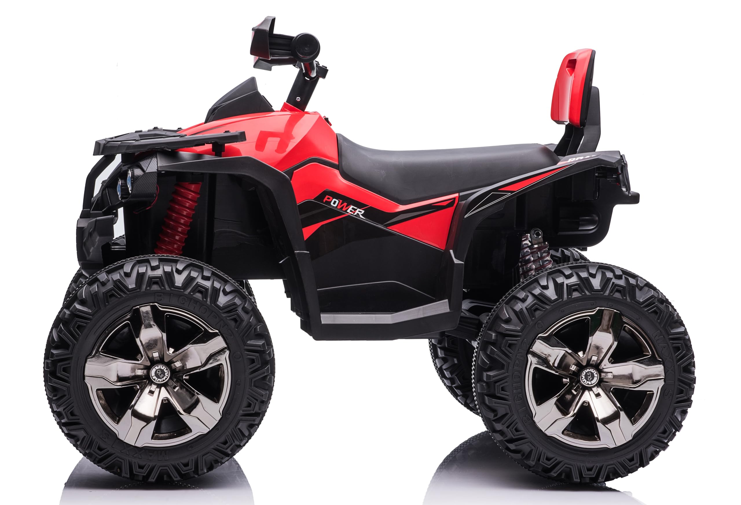 Mondial Toys Quad Elettrico 4x4 per Bambini 12V con 4 Potenti Motori Batteria Potenziata 12V - 14Ah Jungle ATV Ruote Grandi 36 cm Ammortizzatori Reali Luci LED Carico 30 kg Rosso