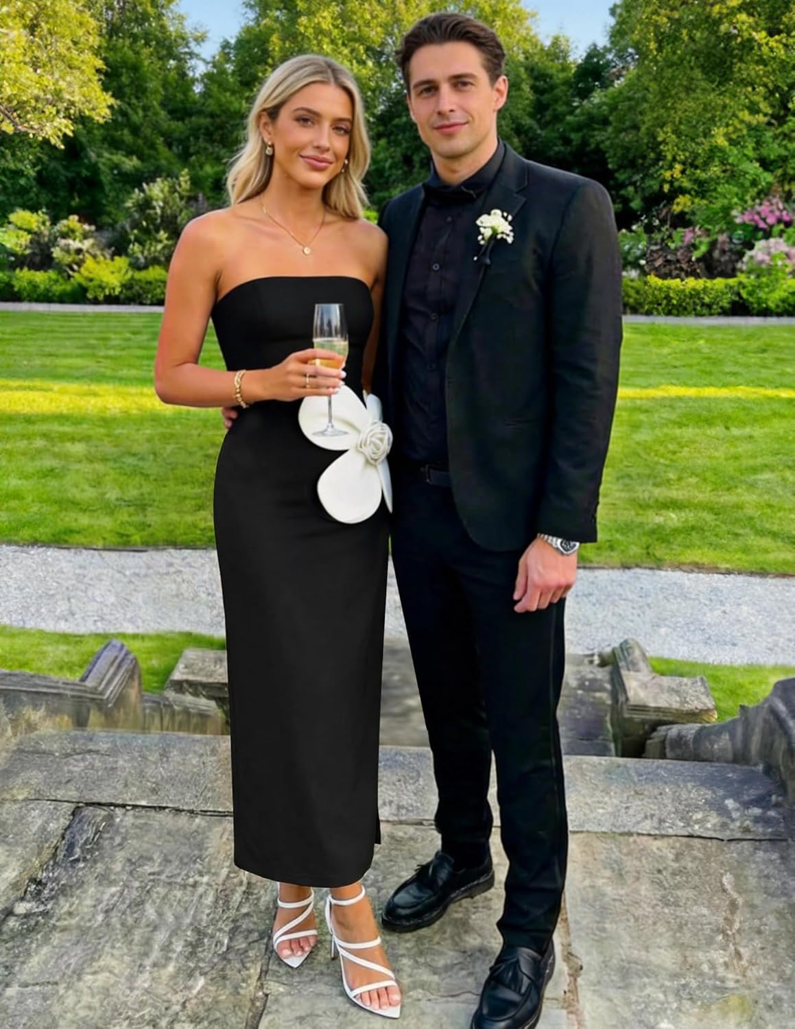 ZESICA Women's Summer Strapless Bodycon Maxi Dress 2026 Ribbed Knit Backless Floral Tube Cocktail Party Long Dresses