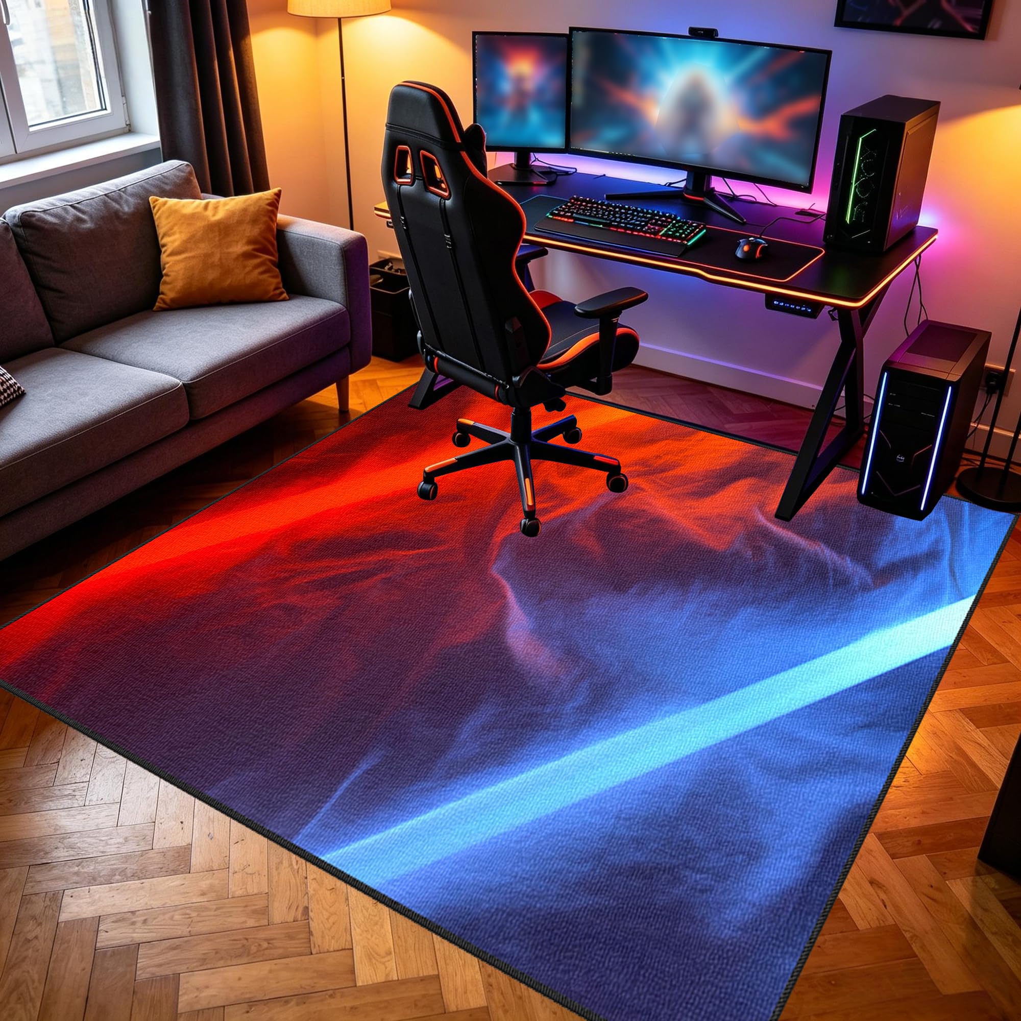Zmywalny dywanik do pokoju zabaw, 100 x 120 cm / 39,37 x 47,24 cala Mata podłogowa na krzesło komputerowe do gier, mata sportowa, mata podłogowa dla graczy 3D do sypialni na krzesło biurowe