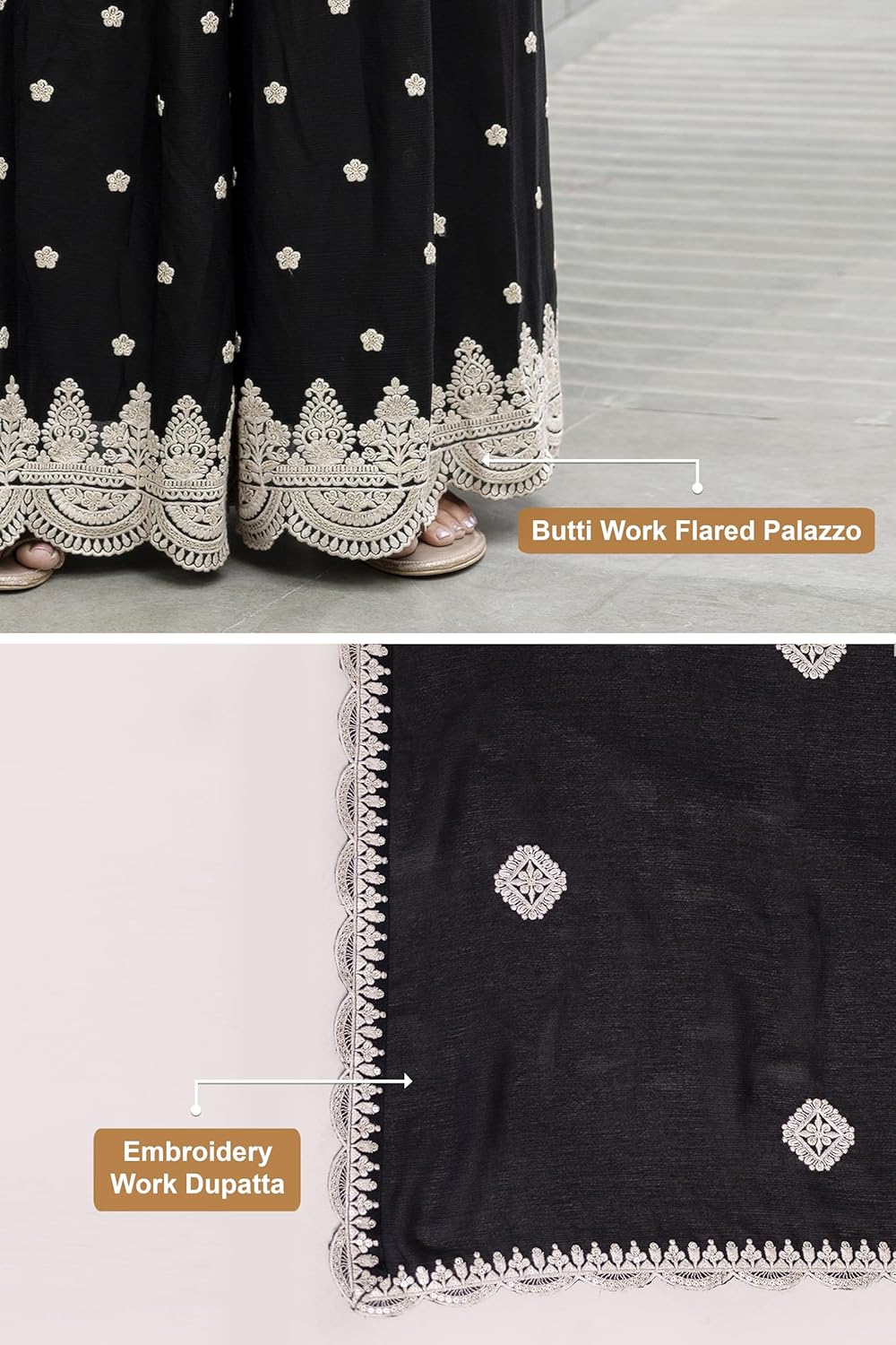 TRENDMALLS Women's Art Silk Embroidery Sequence Work Kurta Palazzo Set with Dupatta Salwar Suit Set For Women
