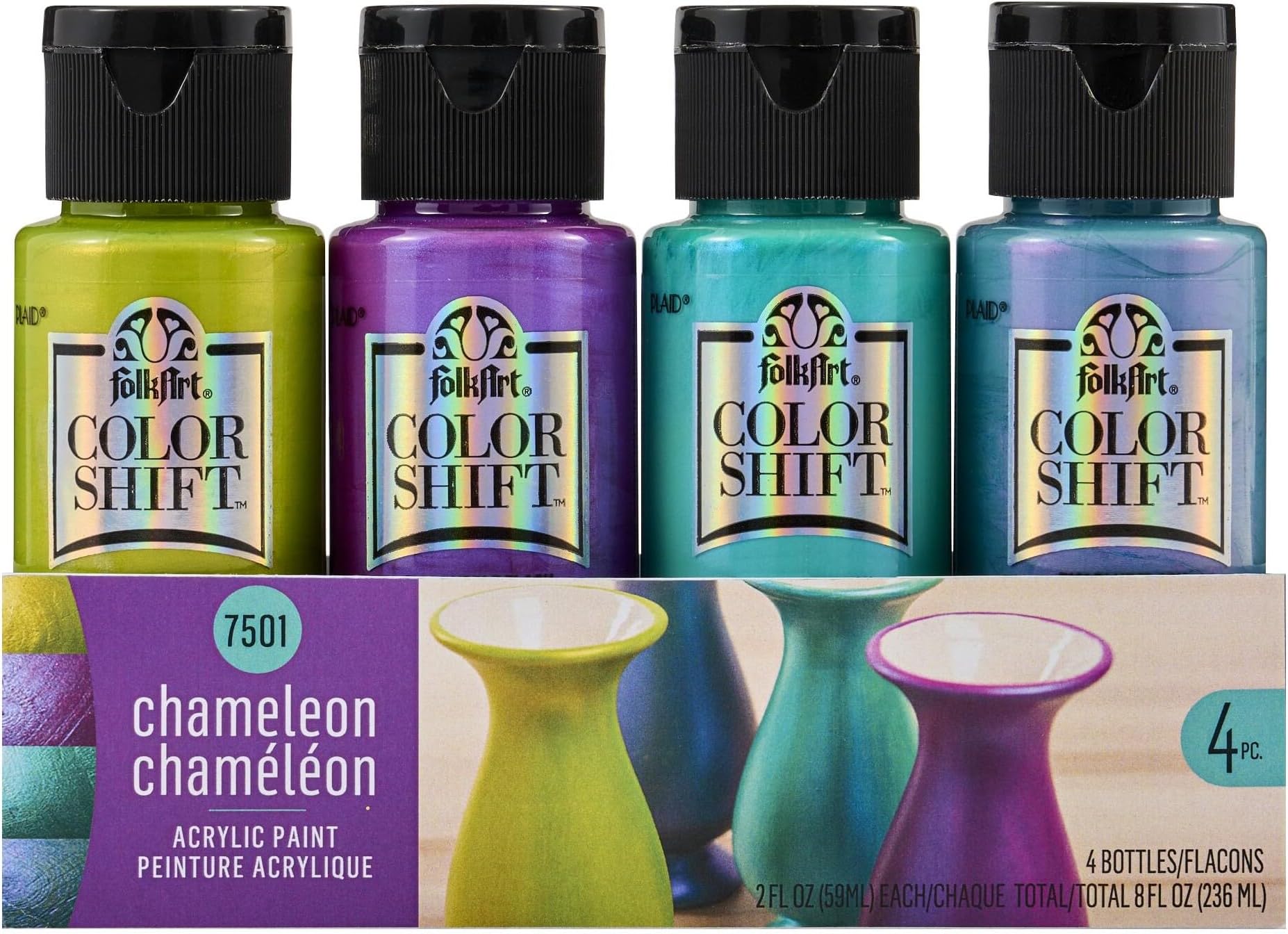 7508 Color, 10 Bottle Multi-Surface Acrylic Paint Set, 2oz, Basics