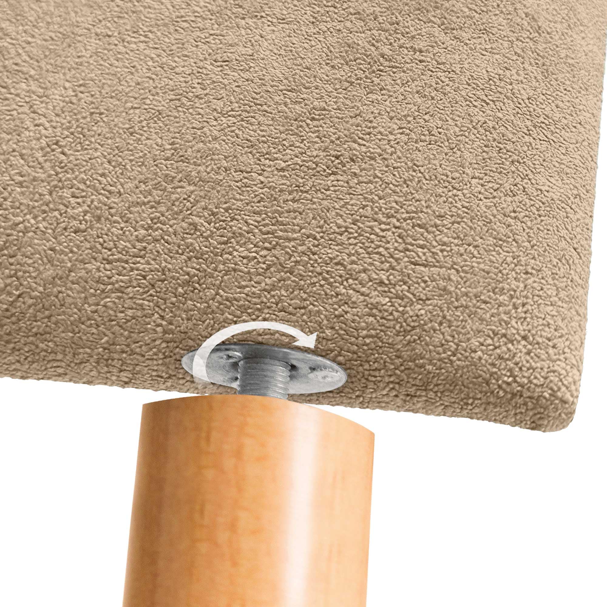DHOME Cabecero Acabado Toalla Soft Liso con Botones y Patas Cabezal Tapizado Cama Dormitorio Alcolchado (Tierra, 90cm)