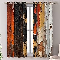 Vista 20 de Shrahala Cenefas de cocina de madera marrón con tablones vintage, panel de media ventana, tratamiento de ventana multicapa de poliéster opaco