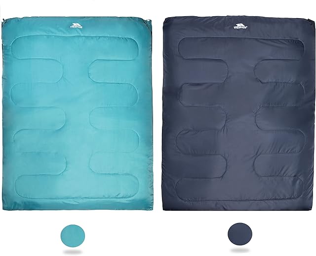 Trespass Catnap 3 Season Double Sleeping Bag Camping Travel 180cm x 140cm