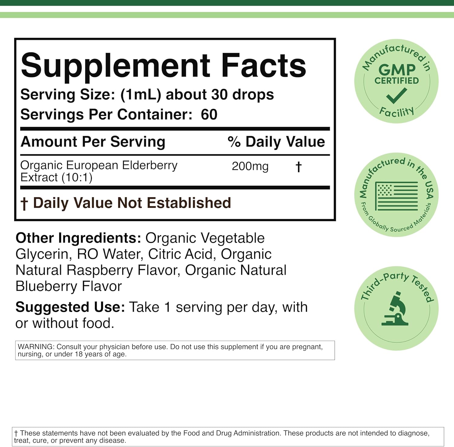 Organic Elderberry Liquid 2 Fl Oz (60 Servings) - Tincture for Immune System Support by Double Wood - Image 2