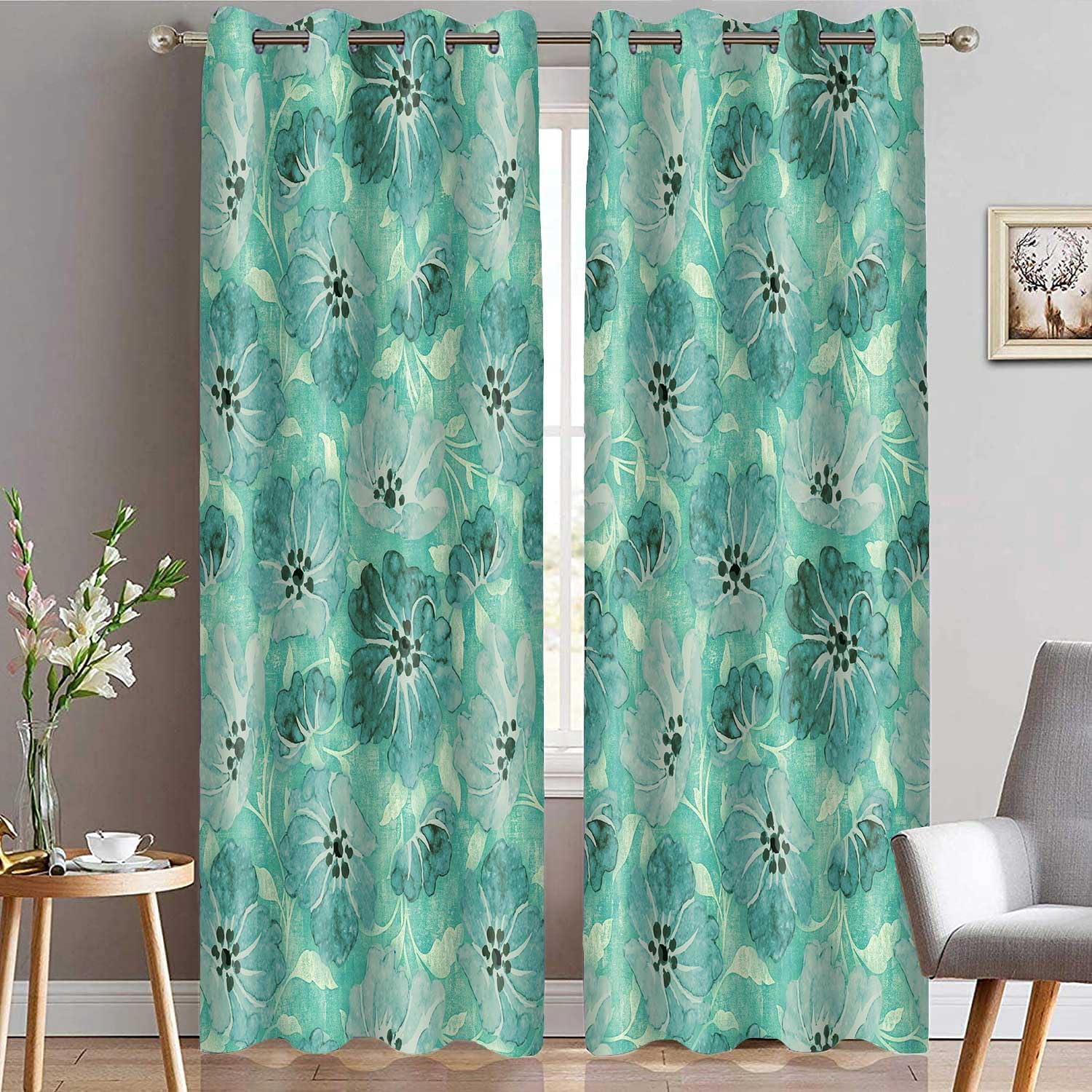 Amazon.com: Spring Sense Teal Blue Curtains for Living Room 2 Panels ...