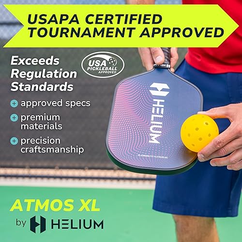 Miniatura 2 de Helium Juego de 2 palas de pickleball de fibra de carbono profesional, con certificación USAPA, textura de alto giro, núcleo de panal ligero (2