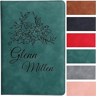 Personalized Name Leather Journal Notebook, Custom Notebook for Women, Personalized Journal, 200 Pages, Mother’s Gift, Xmas Gift for Parents, Birthday Gift, Bridesmaid Gift (Green)