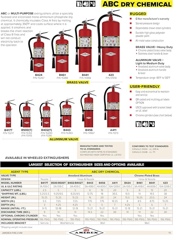 Amerex B417T 2.5 lbs ABC Dry Chemical Fire Extinguisher with Wall Bracket