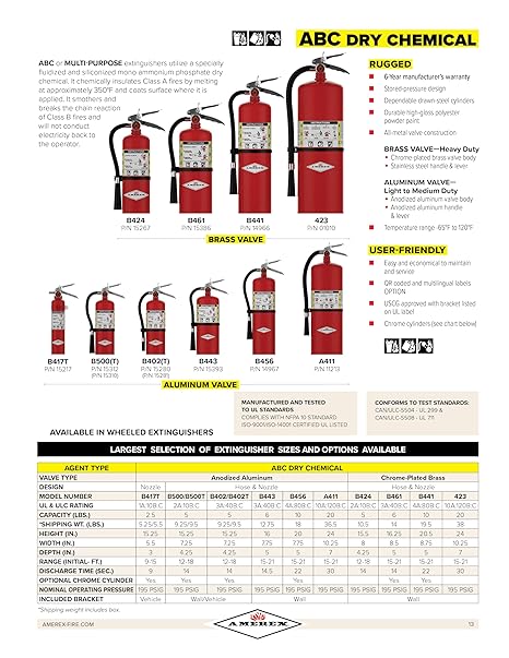 Amerex 3-A:40-B:C 5 lbs. ABC Dry Chemical Fire Extinguisher