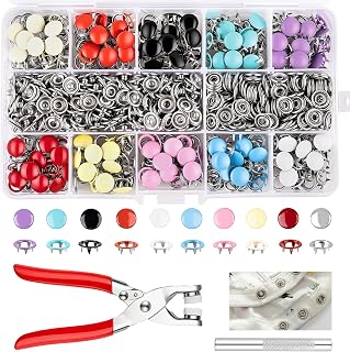AJulyBee 200 Set 9.5mm Metal Snap Button Kit - Premium Snaps for Sewing Fabric & Clothes DIY, Versatile Craft Sewing Supplies for Garment and Bag Making, Complete Snap Fasteners Kit with Button Maker