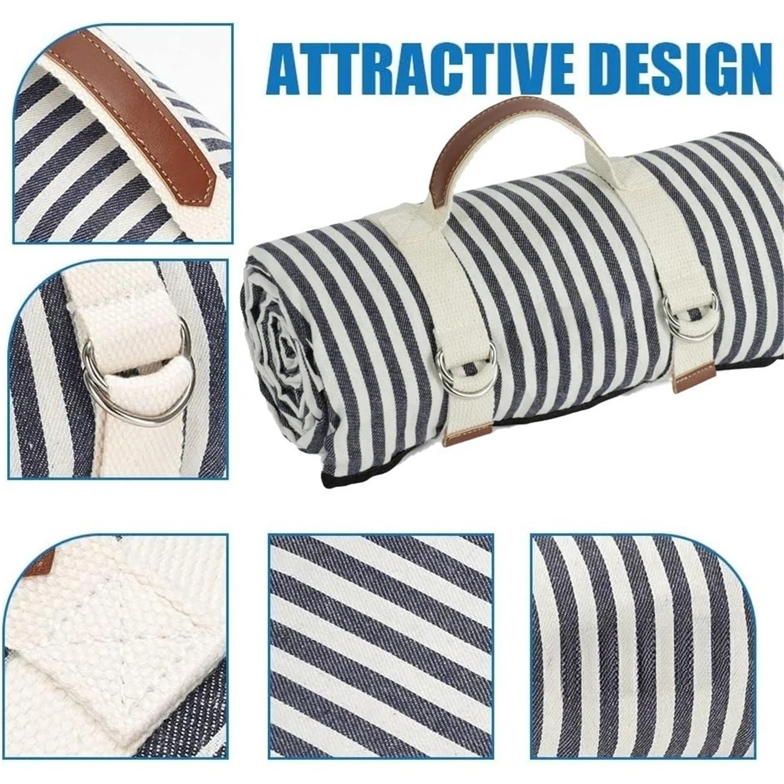 Coperta Da Picnic Impermeabile Coperta da picnic impermeabile con tracolla | For tappetino da spiaggia o festa in campeggio all'aperto in famiglia(Color 4,200x200cm)