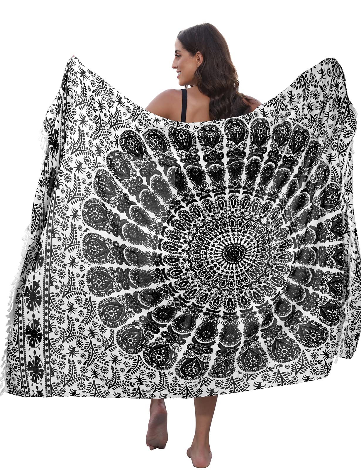 CMTOP Pareo Playa para Mujer Traje de Baño Chal de Gasa Vestido Envolvente Falda Pareo Bikini Cubierta Sarong para Playa Piscina Vacaciones