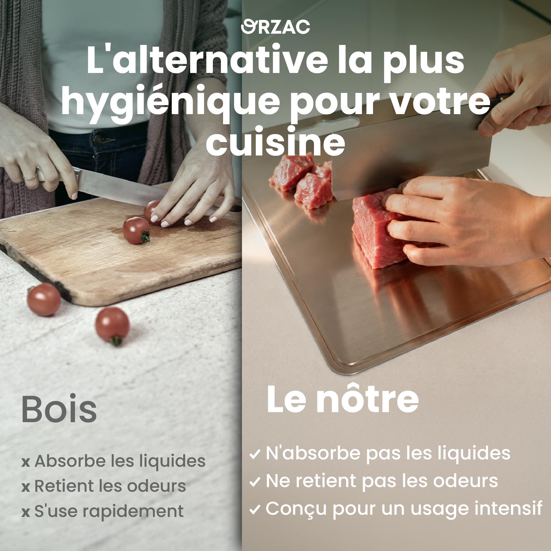 Planche à découper en acier inoxydable 2 unités | 40 x 30 et 35 x 25 cm