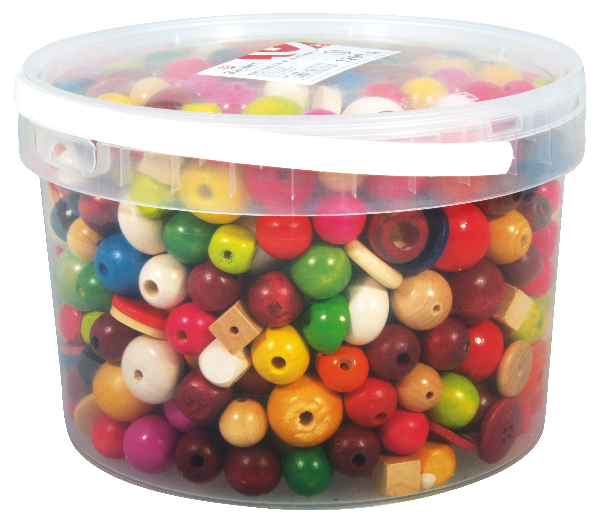 Perles en bois en assortiment de 1200g pour ateliers de bricolage