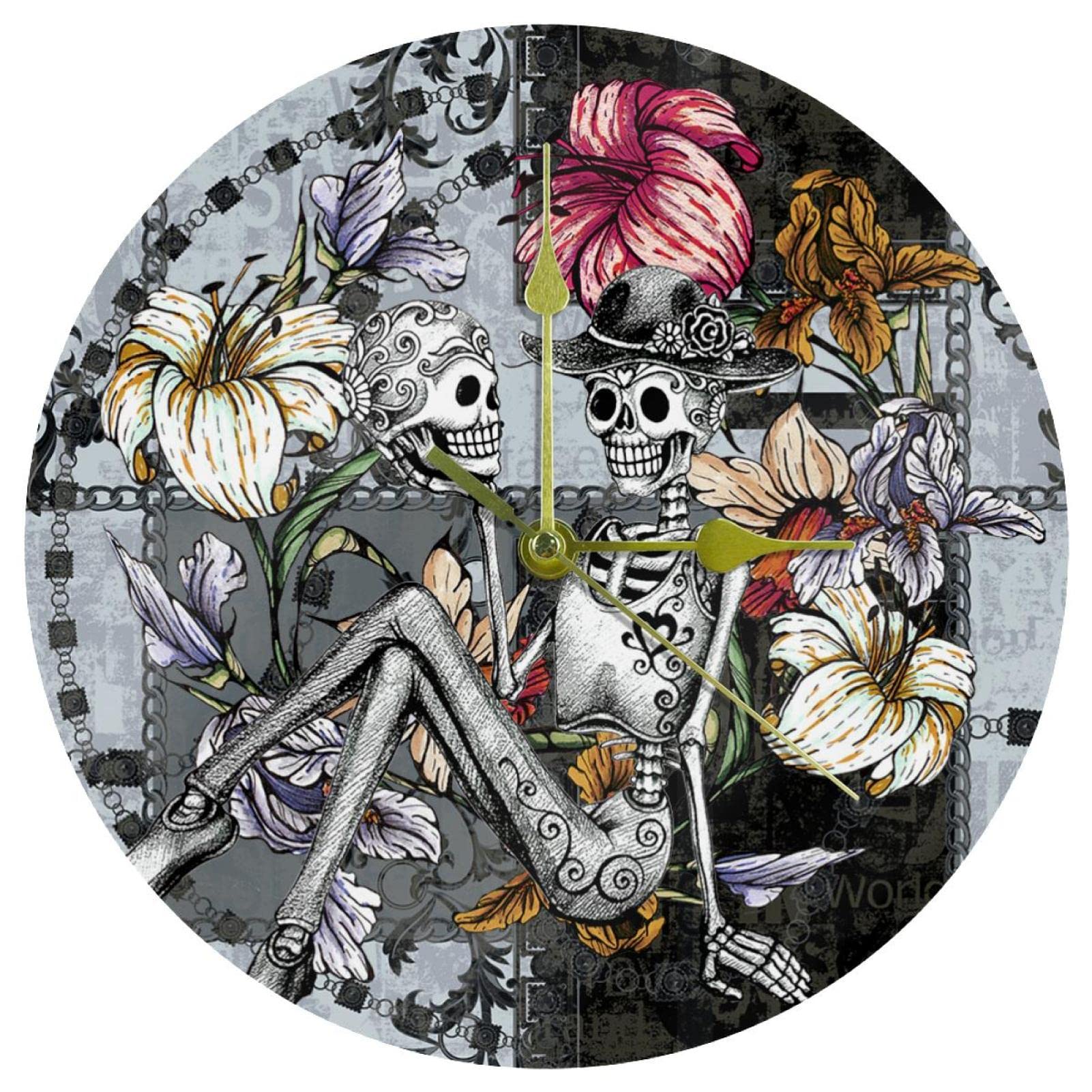 Horloge murale décorative marocaine en acrylique ronde 24 cm silencieuse