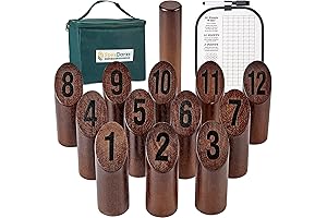 Numbered Block Tossing Game, Wooden Throwing Game Set with Scoreboard & Carrying Bag