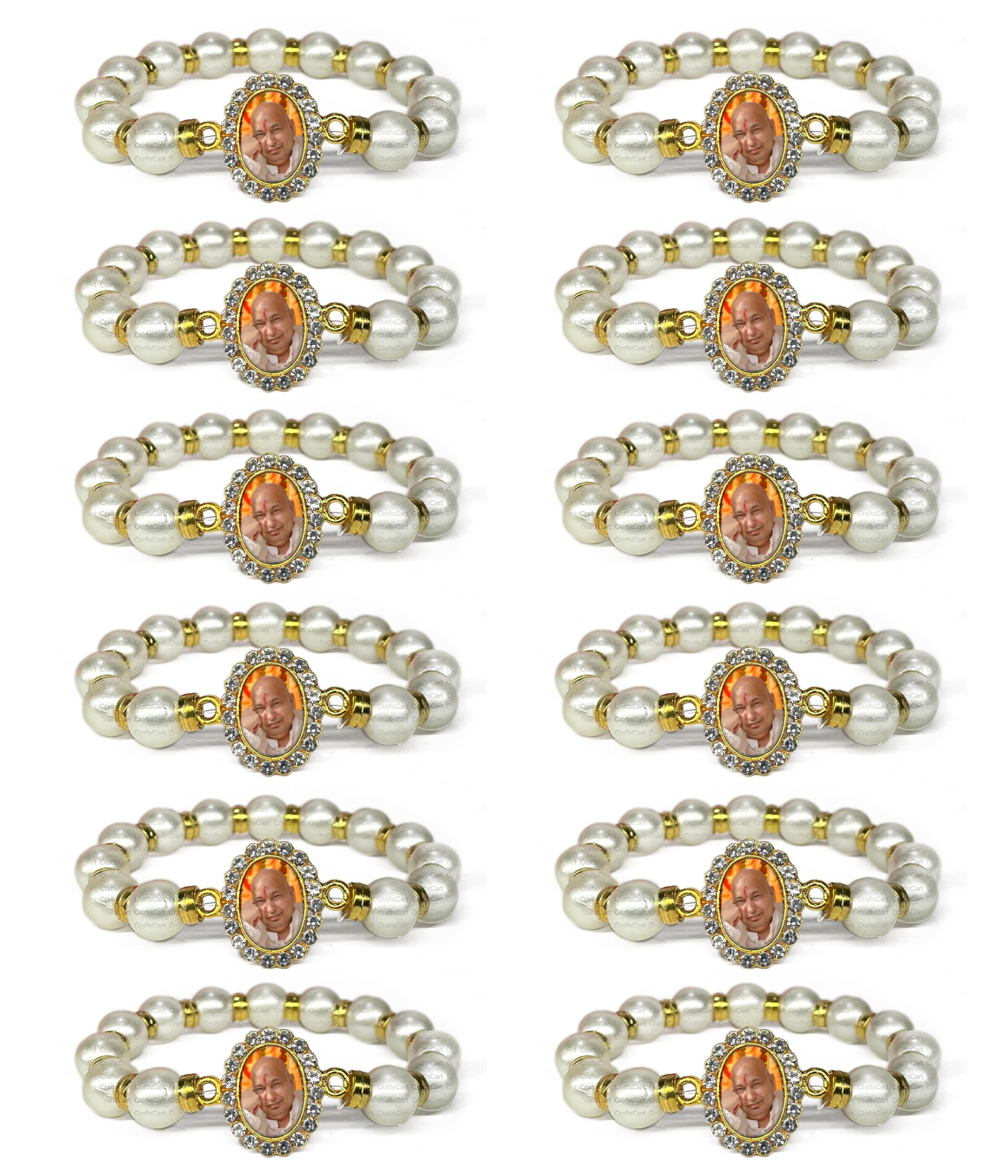 Viditi Guruji Bracelets Pack of 12 | Guruji bracelet set of 12 | Guru Ji Bracelets (PEARL) (B0D7MM6GZ5) Amazon Price History, Amazon Price Tracker