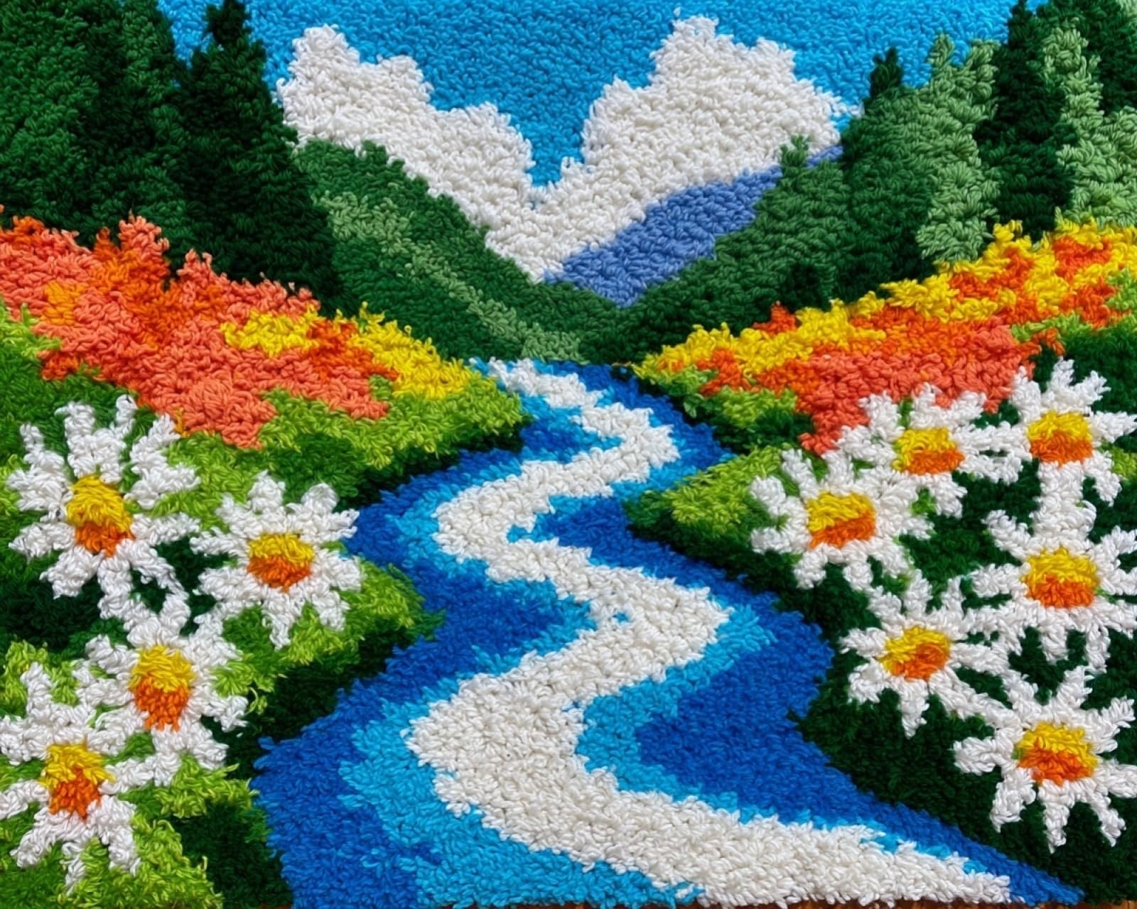 Wallphantom Stream Daisies Latch Hook Rug Kit For Adults,