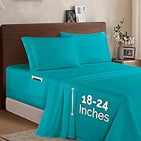 Vista 27 de Elegant Comfort - Juego de sábanas de 4 piezas de microfibra 1500, sábana bajera suave elástica de 18 a 24 pulgadas de profundidad, esquinas tipo