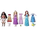 Disney Princess Royal Fashions and Friends, Fashion Doll 3-Pack, Ariel, Moana, and Rapunzel, Toy for Girls 3 Years and Up