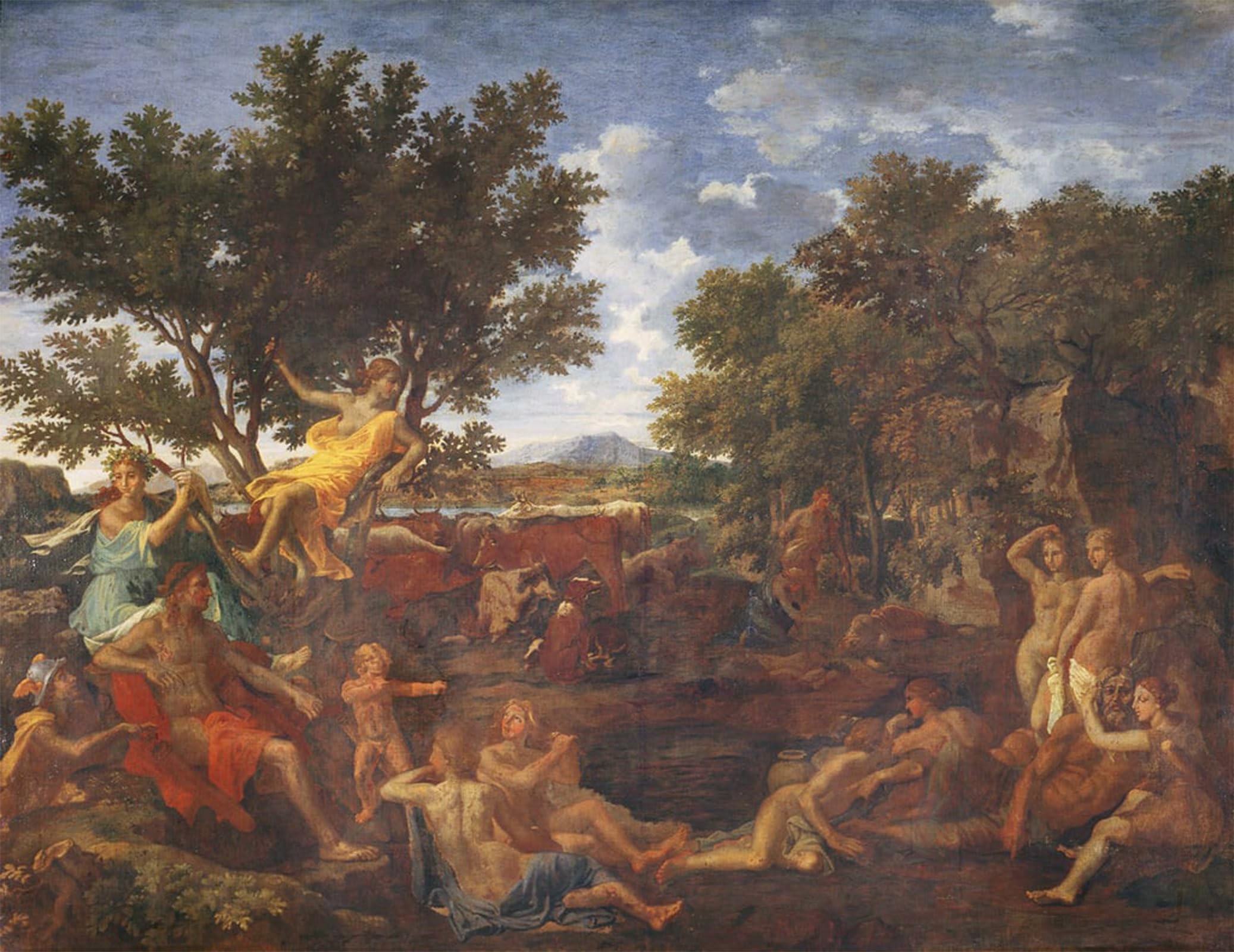 ARTXLXXBN Famous Print Painting Colorful Art Print Apollo Lover of Daphne by Nicolas Poussin Canvas Art Decorations for Home Decor 60x90cm