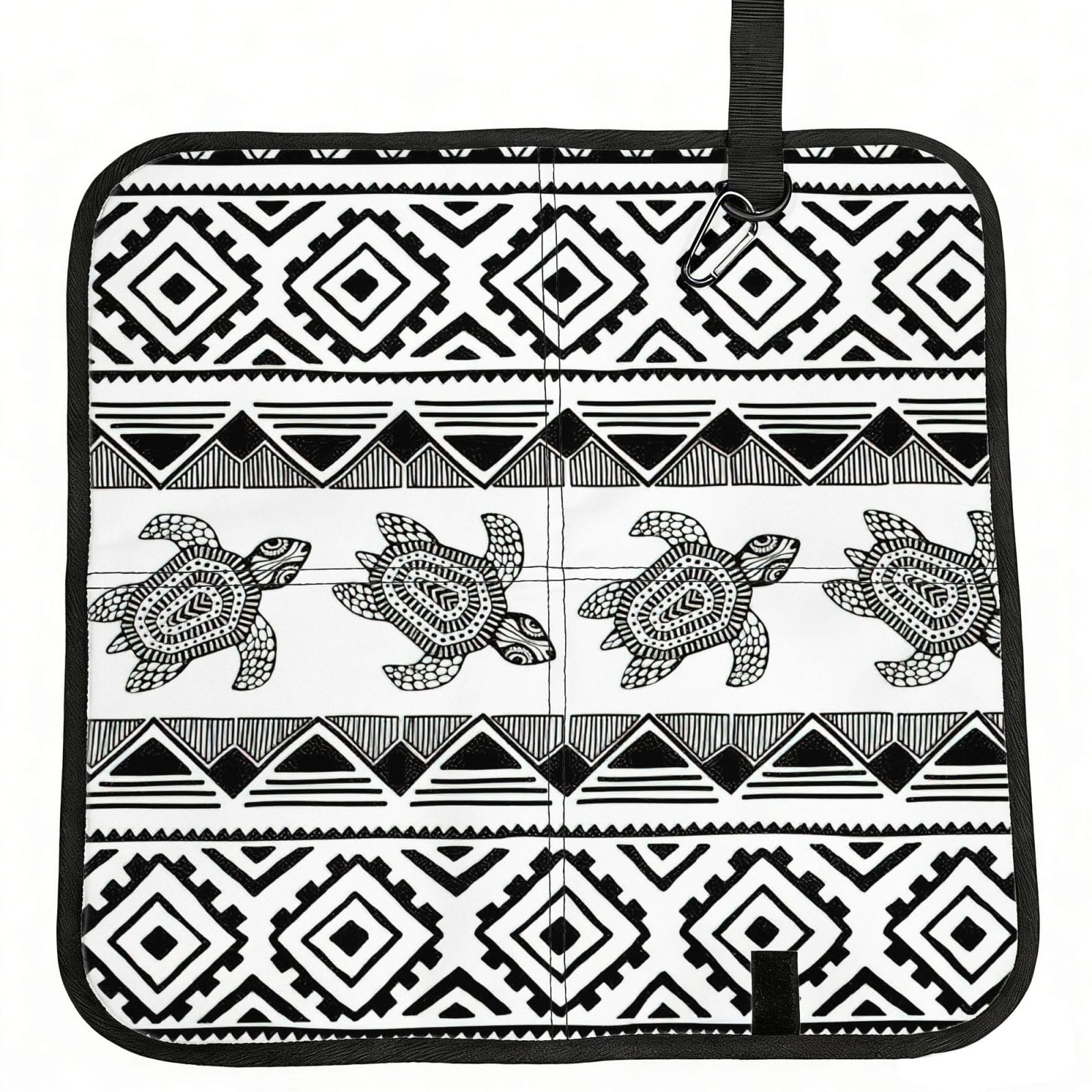 PPHGUT Ethnic Turtle Striped Print Foldable Seat Cushion Waterproof Portable Chair Pad Travel Outdoor Picnic Camping