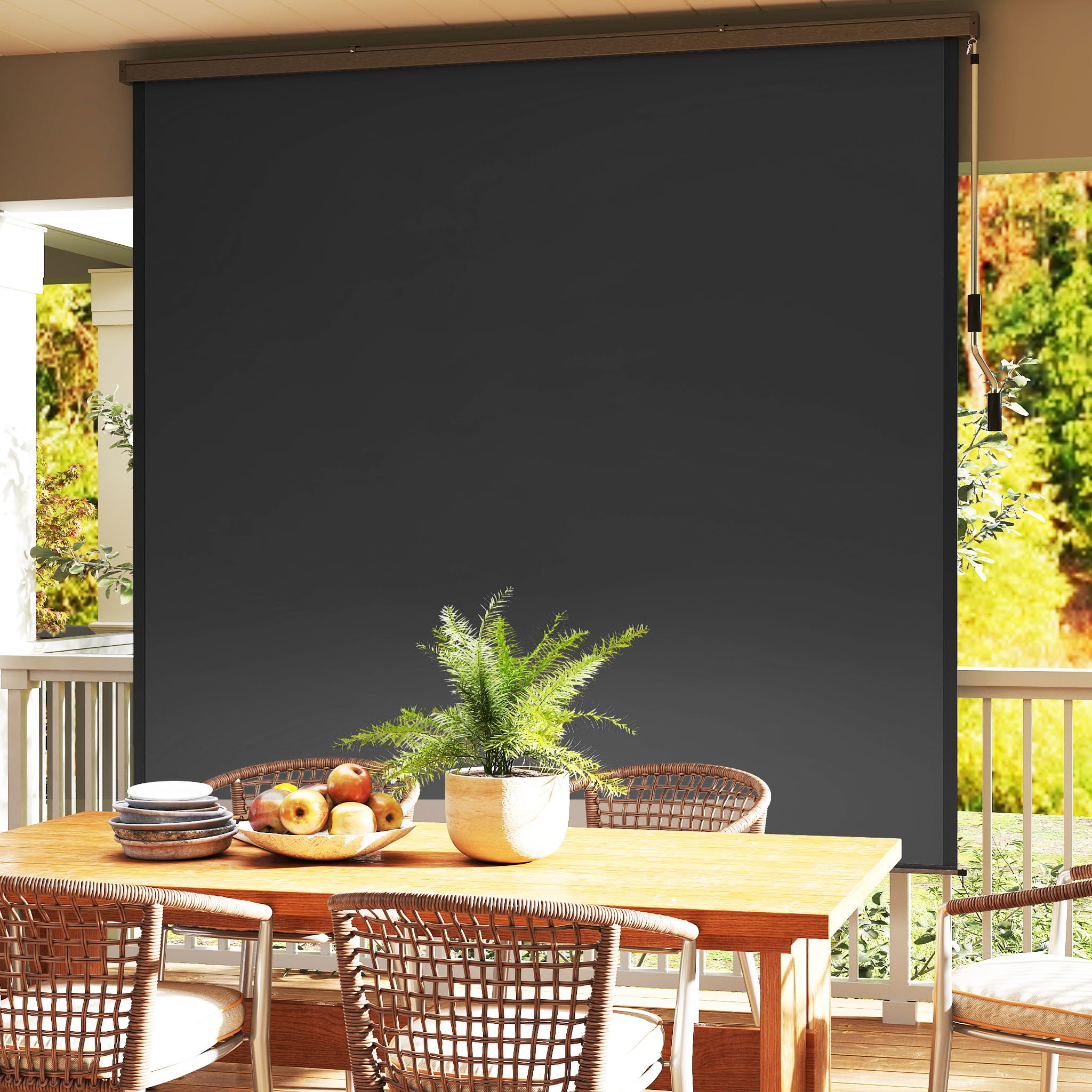 LZQ Store vertical 180 x 250 cm – Store extérieur résistant aux intempéries avec manivelle – Brise-vue et protection solaire – Convient pour terrasse, jardin et fenêtre – Store vertical robuste