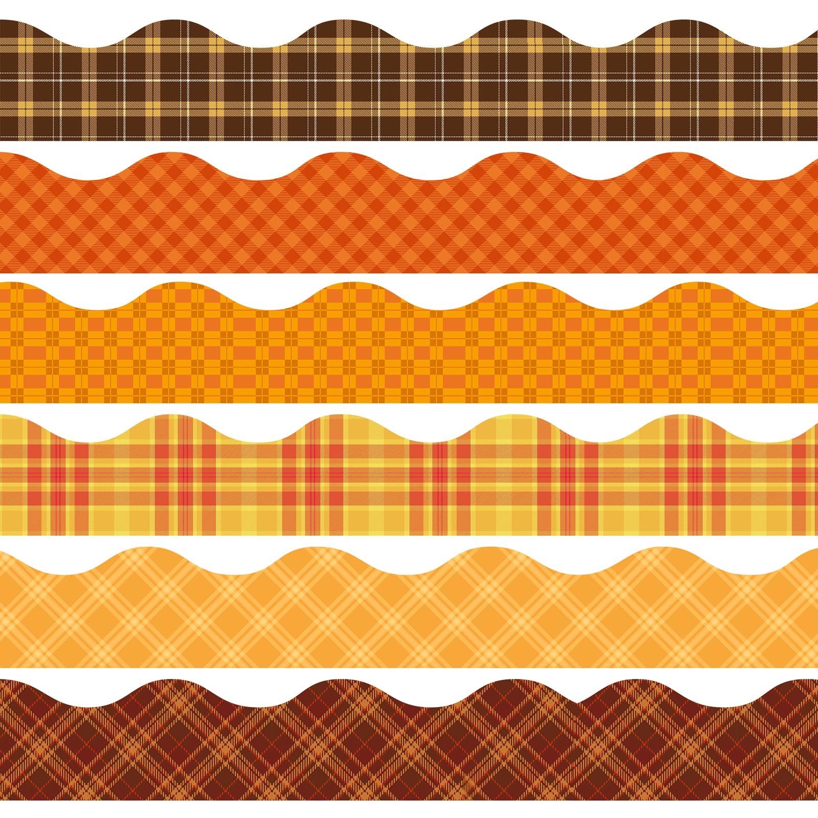 84Ft Tartan Style Themed Bulletin Board Borders 6 Designs 78Pcs Autumn Decoration Borders Colorful Trim Border Bulletin Board Stickers for School Classroom Office Party