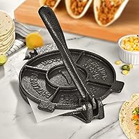 ARC 8 Inch Cast Iron Tortilla Press with 100 Parchment Papers - Heavy Duty Tortilla Maker for Tacos, Rotis, Empanadas