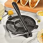 ARC Tortilla Press 8 inch, Cast Iron Tortilla Maker Include 100 Pcs Parchment Paper, Heavy Duty Tortillera Pataconera, Flour Tortilla Press, Roti Maker, Taco Maker, Taco Press, Black Gray
