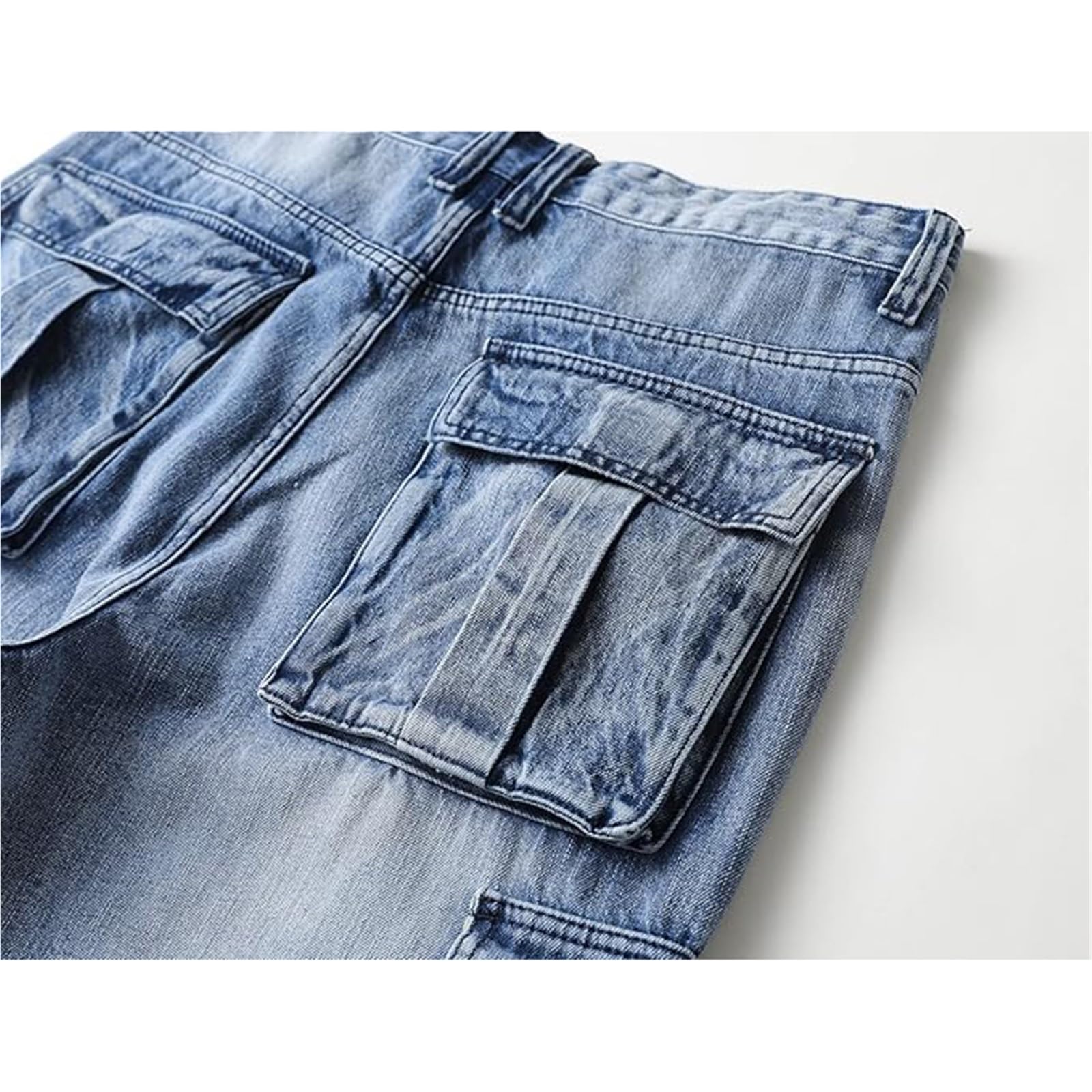 Pantalones Vaqueros Cargo para Hombre, de Corte Recto, para Correr, de Talle Alto, con Múltiples Bolsillos, Talla Grande