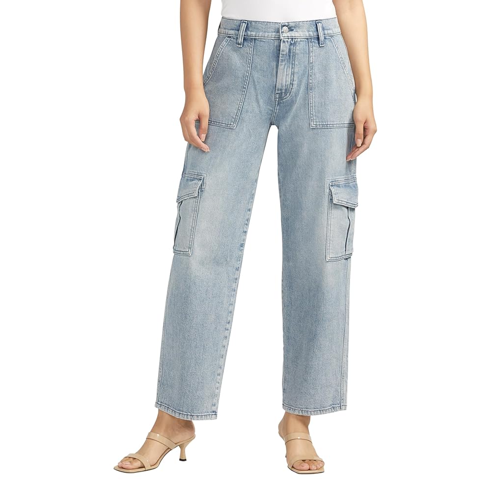 Silver Jeans Co. Women's Denim Utility Cargo Jeans, Indigo