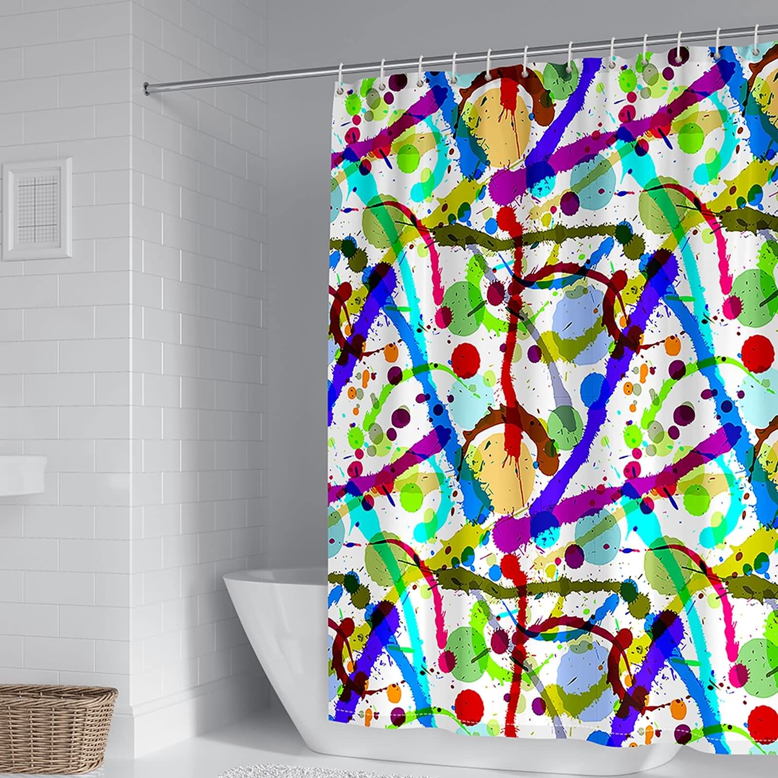 Rideau de douche 180x180cm graffiti multicolore imperméable