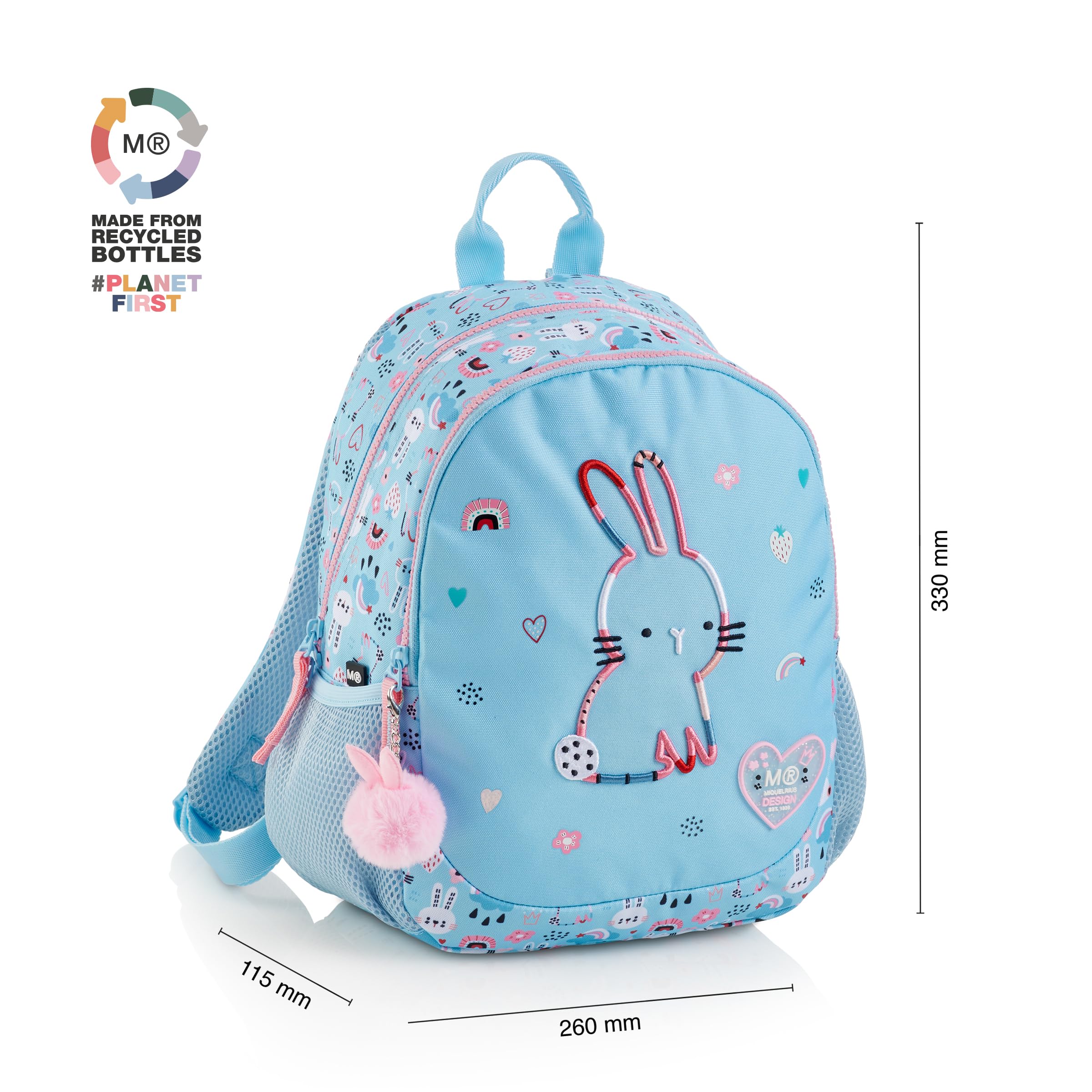 Miquelrius Bunny Bliss podwójny plecak z recyclingiem, unisex, niebieski, średni, Niebieski, M