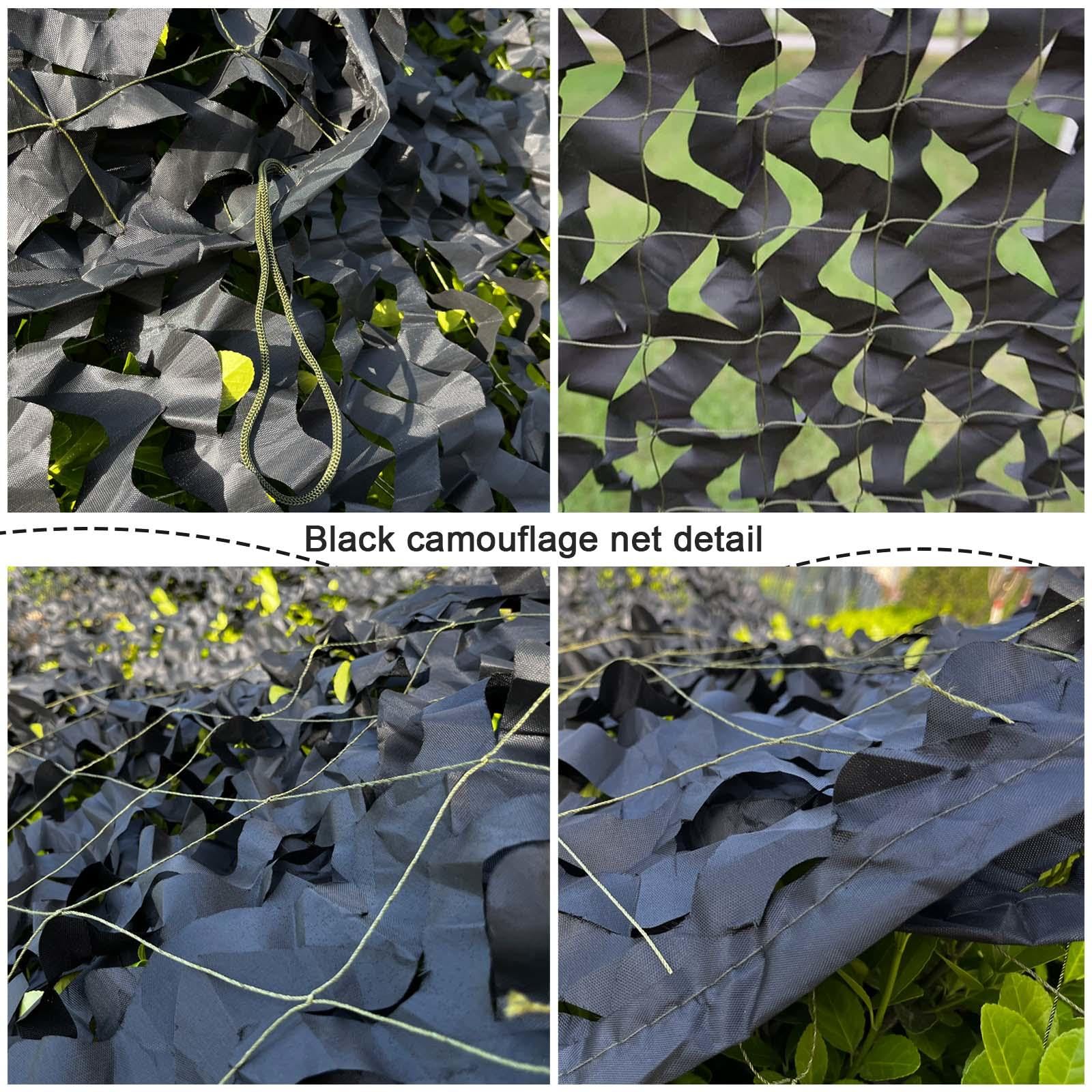 KGUDYS Black Camouflage Netting,Military Reinforced Camo Netting,Camouflage Decorative Mesh,Camouflage Net Curtain for Militaire/Hunting/Party Decoration/Fence,Black-1x2m(3.3 * 6.6ft)
